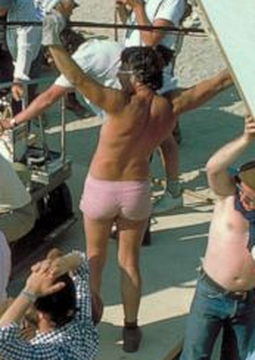 Pink store shorts guy