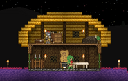 Two Floran NPCs living in a hut, found on a moon.