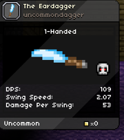 This weapon applies the poison status effect when attacking enemies. This is displayed by the skull on the tooltip.