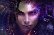 The shift of Kerrigan from StarCraft (infested terran, left) to StarCraft II (primal zerg, right)