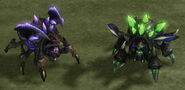 Roach variants in Heart of the Swarm: vile variant (left) and corpser variant (right).