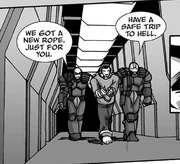 A group of Prison Infantry Guards escort  to his execution