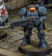 A marine in the StarCraft Tabletop Miniatures Game
