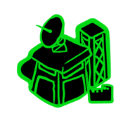 Cartooned building wireframe