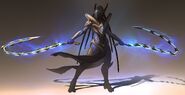 Concept art of Selendis using psionic whip-like weapons