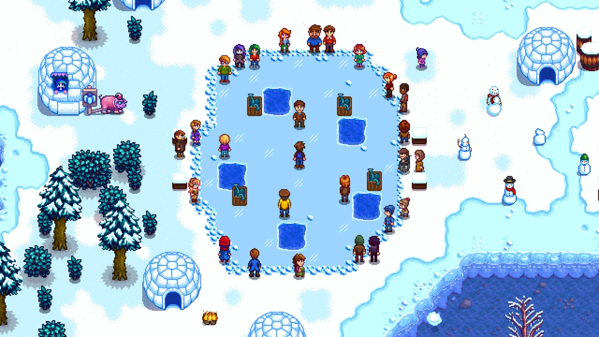 Stardew valley зимний фестиваль. Стардев валлей джаз взрослая. Зимняя тайна stardew valley. Ледовый праздник stardew valley. Stardew valley ледовый праздник.