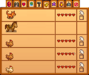 Вкладка животные