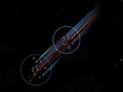 The merc phase fleet pursuing the player