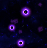 Three established gravity wells and a number of nascent gravity wells nearby