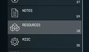 Resources category in player inventory screen.