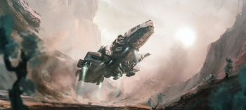 Starfield art spaceship