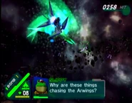 Fox's Arwing shooting Cumes from afar