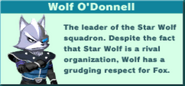 Wolf's pilot biography in Star Fox Command.