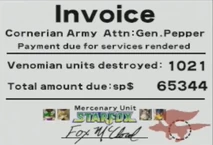 The service bill by the Star Fox Team to General Pepper after the credits. In this case, he must pay $65,344.