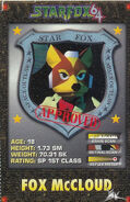 Fox's physical details given on a Nintendo Power Card.