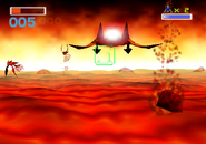 Lava Bombs shooting up from the surface of Solar in Star Fox 64.