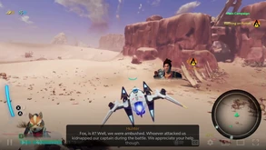 Gameplay screenshot of the Nintendo Switch version, showing Fox in his  listening to Hunter Hakka