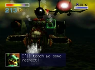 Sarumarine's captain threatens to teach Fox "some respect".