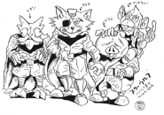 Illust.png (95 KB) Early concept art of Star Wolf, featuring Wolf, Leon, Pigma, and Andrew (who was replaced by Algy in the final game).