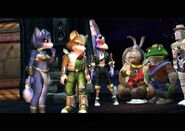 Fox con el equipo al final de Star Fox Adventures.