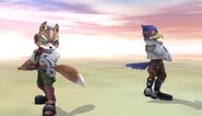Fox loses for Falco, seen in post battle stats.