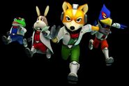 Fox and his team, rendered in 3D from their Japanese box art work.
