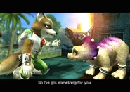 Fox makes Tricky an honorary member of the Star Fox team.
