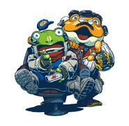 Slippy Toad's artwork for Star Fox Guard. Notice that he is seen with Grippy