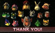 Fox con los otros personajes principales en Star Fox 64 3D.