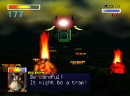 Peppy spots the Sarumarine's torpedoes, warning that they may be a trap.