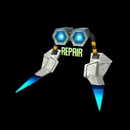 An Arwing wing repair, rendered in 3D.