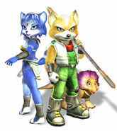 Krystal with Fox and Tricky although the final game release sees them apart during gameplay.