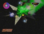 An early screenshot of Star Fox 64's Boost and Shield meters.