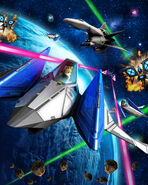 Great Fox on a promotional poster of Star Fox 64 3D.