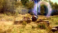 Ba'al beaming the Stargate off of a planet.