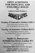 September 1995, for rehearsals startng in January