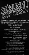 Japan tour auditions, London May 1987