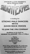 January 1996, additional call for male performers