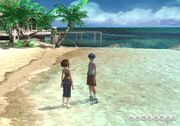 Fayt and Sophia at Hyda IV's beach.