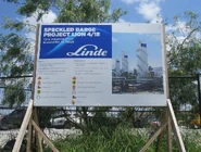 Official Linde sign with render of completed facility