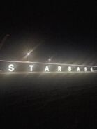 The Starbase sign at night located along the Hwy4 edge of the Sanchez Site