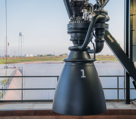 The first Raptor 3 engine produced preparing for testing.
