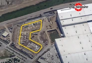 Aerial view with the office outline highlighted beside Starfactory during early construction