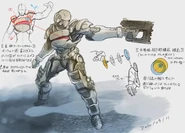 Early version of the suit showcasing how the body armor moves with the user action.