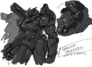 The earliest know version of the suit sketched by Mr. Aramaki in 2009.