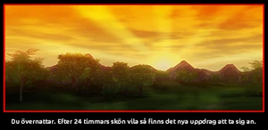 Texten som kommer upp då spelaren övernattar