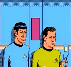 Spock and Kirk in the turbolift.