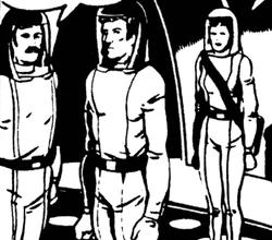 Crew in environmental suits.