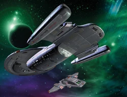 USS Voyager and its aeroshuttle.