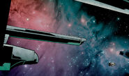 Shuttle at Filos near a nebula.